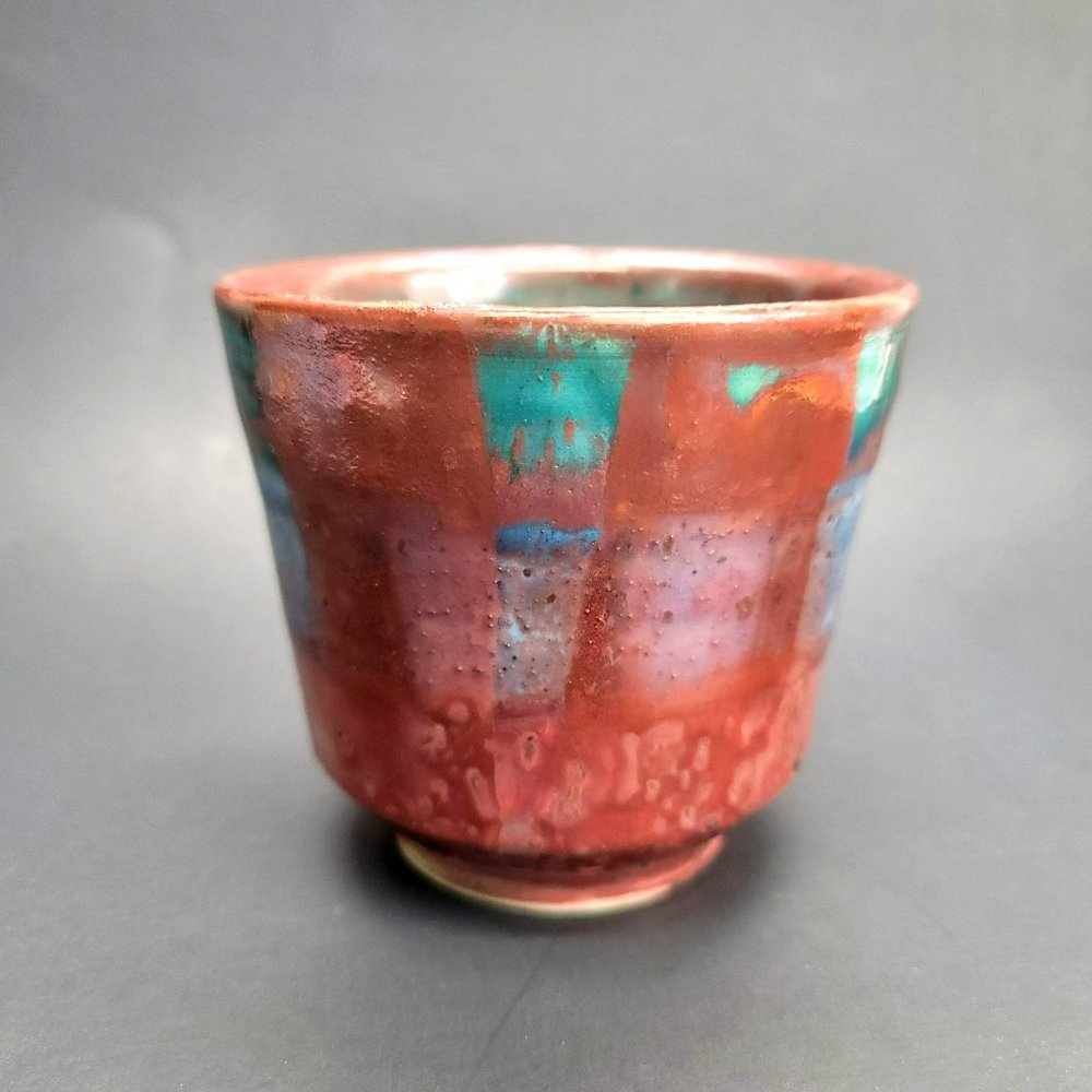 Sooz Glazebrook Art Pottery Vase / Bowl Copper Blue Green Patina JS8137